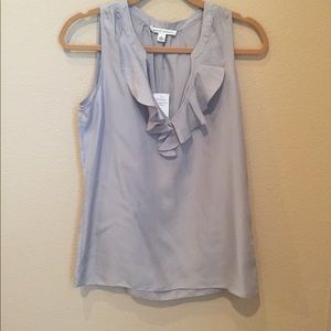 Grey silk top from Banana Republic